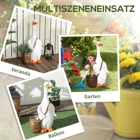 Outsunny Doniczka, Łabędź z torbą na ramię, Odporny na warunki atmosferyczne, 32 x 18 x 60 cm, Biały, Brąz