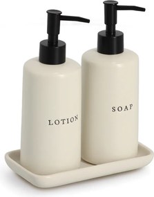 Ceramiczne dozowniki do mydła i lotionu BATH STYLE, 3 elementy