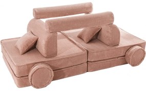 Aesthetic sztruksowa sofa dziecięca, pudrowy róż - meowbaby®