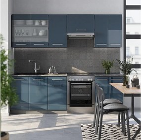 Szafki kuchenne  ciemnoniebieski wysoki połysk/antracyt 240x46x81.6 fame-line