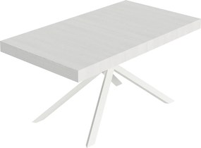 Stół rozkładany Niket 160/244x80 cm biały jesion z białymi nogami