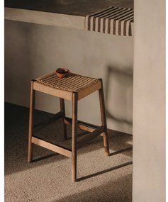 Brązowo-naturalne hokery z litego drewna dębowego zestaw 2 szt. (wysokość siedziska 66 cm) Yalia – Kave Home