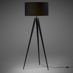 Czarna lampa stojąca z tekstylnym kloszem (wysokość 157 cm) Iguazu – Kave Home