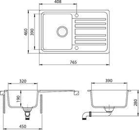 Zlewozmywak kuchenny biały 76.5x46x19 valencia