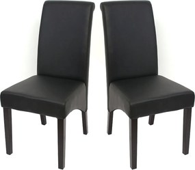 Krzesło do jadalni Cesena (zestaw 2 sztuk),  sztuczna skóra matowa, czarny, ciemne nóżki