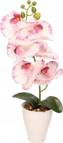 Storczyk w Doniczce Orchidea 37 cm Kwiat Sztuczny Biały Doniczkowy Ozdobny