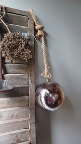 Dekoracja świąteczna LED z liną jutową w kolorze złotym, średnica 12 cm