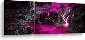 Obraz - Różowy las (z zegarem) (90x30 cm)