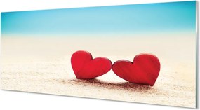 Szklany Panel Serca na Piasku nad Morzem