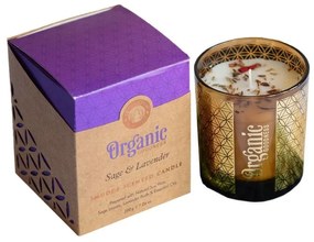Organiczna świeca kadzidlana Sage &amp; Lavender200 g w szklanym pojemniku ze złotą folią