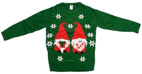 Świąteczny sweter damski GNOME ciemnozielony - różne rozmiary Wielkość: XL