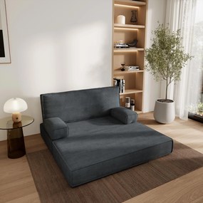 Masseno Sofa piankowa LADIA z funkcją spania, Kanapa z pianki do salonu, Bezmontażowa, Tkanina sztruksowa – Grafitowy POSO 34