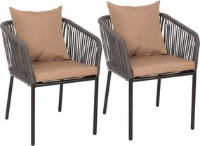 Zestaw 2 krzeseł ogrodowych MCW-N41,  antracyt poduszka taupe