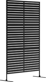 Outsunny Zewnętrzny Parawan Metalowy, Design z Lameli, Dekoracyjny Parawan Rozdzielający na Taras, Ogród, Balkon, Czarny