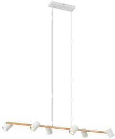 Inteligentna lampa wisząca drewniana z białymi prostokątnymi 6-punktowymi źródłami światła Wifi GU10 - Jeana Straight