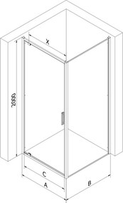 Mexen Exo kabina prysznicowa uchylna 90 x 90 cm, transparent, czarna - 8181-090-090-70-00
