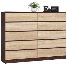 Komoda do salonu z gładkim frontem wenge + dąb sonoma - Deos 3X