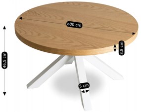 Stolik Kawowy LINCOLN 80 cm Dąb Złoty/Biały Skandynawski