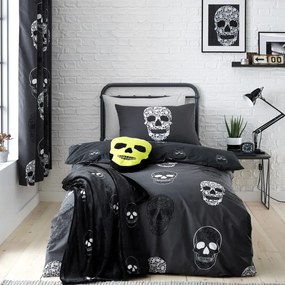 Ciemnoszara pościel dziecięca jednoosobowa 135x200 cm Skulls – Catherine Lansfield
