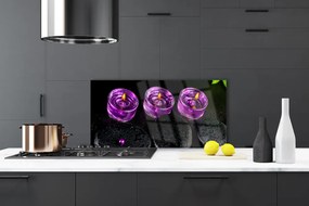 Panel Szklany do Kuchni Płomień Świecy I Kamienie