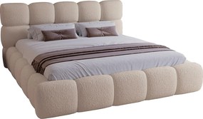 Łóżko tapicerowane z pojemnikiem 140x200 cm Lucca - stelaż metalowy, boucle - beżowy (Lambi 6)