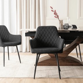Krzesło Tapicerowane do Jadalni BRESSO 2 Czarne Nowoczesne Loft