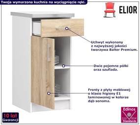 Dolna szafka kuchenna z blatem dąb sonoma 40 cm -  Bolivia 3X