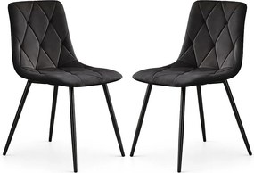 2x Welurowe krzesło tapicerowane pikowane Czarne MILO Czarne nogi