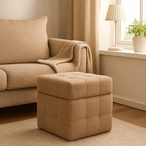 Pufa ze schowkiem kostka SQUARE, tapicerka baranek, 38 x 38 x 37 cm