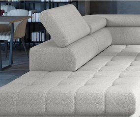 Narożnik SELVA XL Lewostronny z funkcją spania i pojemnikiem MEMPHIS 01 BRUDNA BIEL WERSAL