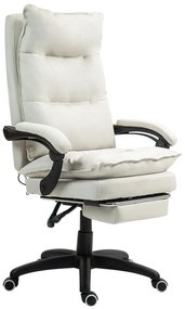 Vinsetto Krzesło Biurowe z Masażem, Fotel do Pracy z Funkcją Masażu, Regulowany Ergonomiczny Fotel Obrotowy, Nylon, Kremowy