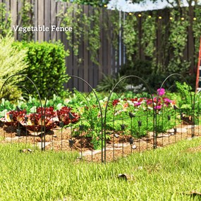 Outsunny Ogrodzenie Ogrodowe z Stali 300 cm x 70 cm, Dekoracyjny Zestaw Paneli Ogrodzeniowych Czarne