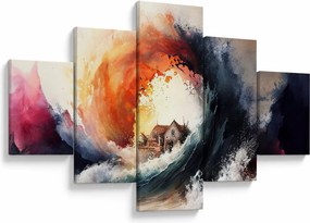 Obraz - W wirze powodzi, akwarela (125x70 cm)