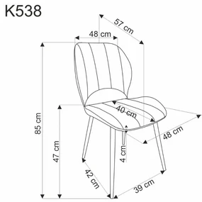 Krzesło tapicerowane K538 VELVET czarne HALMAR