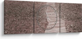 Obraz - Plaża żwirowa (z zegarem) (90x30 cm)