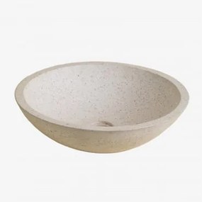 Okrągła Umywalka Ø40 Cm Z Cementu Zavion Blanco - Sklum