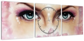 Obraz - Urocze oczy (z zegarem) (90x30 cm)
