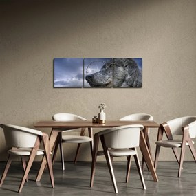 Obraz - Głowa wilka (z zegarem) (90x30 cm)