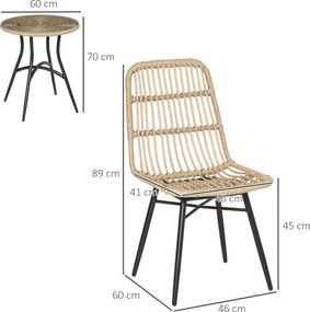Outsunny 5-częściowy zestaw mebli ogrodowych z rattanu PE 46 cm x 60 cm x 89 cm