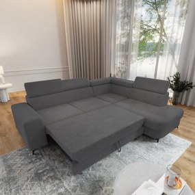 Masseno Narożnik ALVORO z funkcją spania i pojemnikiem na pościel Narozniki L, Rozkładana sofa - Szary, QUELLE 92