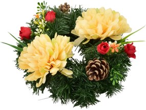 Wianek na Dzień Zaduszny Pomarańczowe chryzantemy, 20 cm