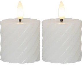 Zestaw 2 białych woskowych świec LED Star Trading Flamme Swirl, wys. 7,5 cm