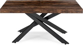 Zestaw Stół Prostokątny Rozkładany HAMPTON 160-240 cm Dąb Rustykalny/Czarny i 4 Krzesła Tapicerowane BRESSO Czarne