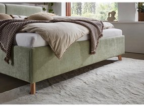 Jasnozielone tapicerowane łóżko dwuosobowe ze stelażem 160x200 cm Piano – Meise Möbel