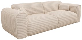 Kanapa 4-osobowa rozkładana typu express ze sztruksu w grube prążki beżowa – POGNIA