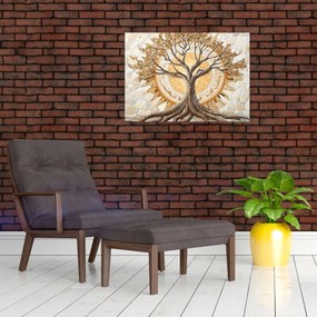 Obraz na szkle – Złote drzewo życia w mozaice (70x50 cm)