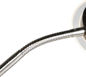 Nowoczesna lampa stojąca stal i szkło w tym LED z ramieniem do czytania - Divine