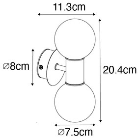 Nowoczesna lampa ścienna czarna IP44 2-punktowa - Cederic Nowoczesny Oswietlenie wewnetrzne