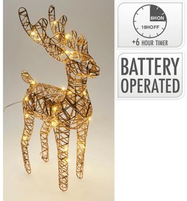 Świąteczny renifer świecący Champagne, 37 x 24 cm, 30 diod mikro LED, na baterie, 24 cm