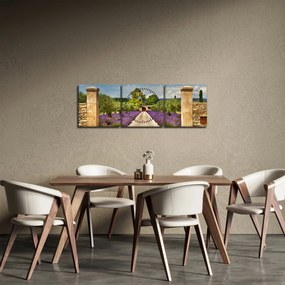 Obraz - Lawendowe ścieżki (z zegarem) (90x30 cm)